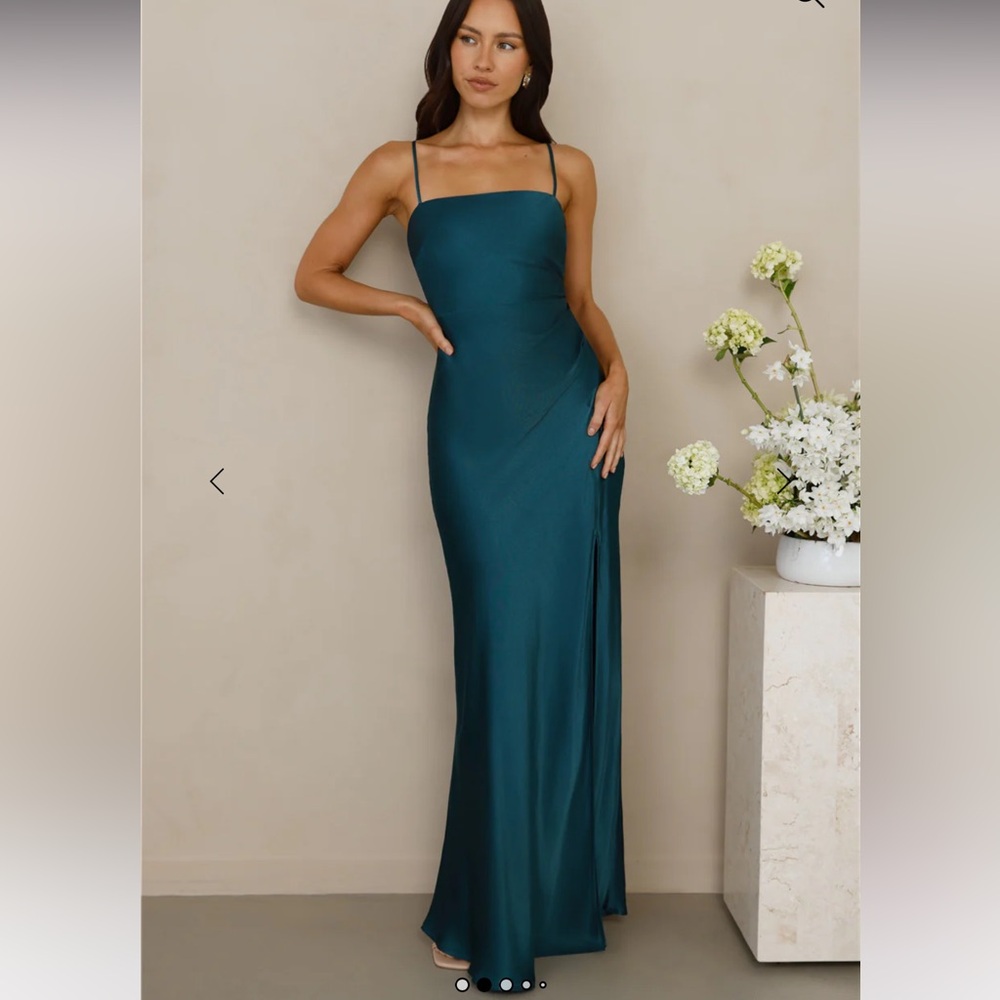 Hello Molly Satin Maxi Dress Teal - Picture 2 of 9